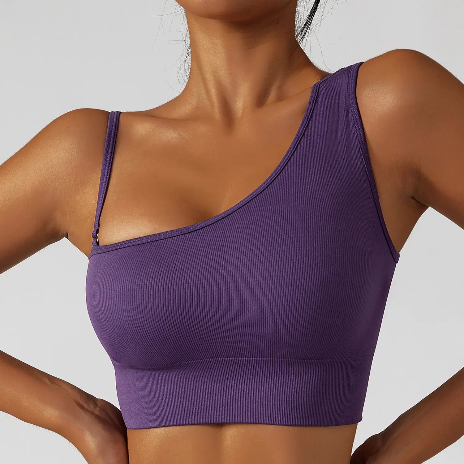 Summer Yoga Wear: Trendy Oblique Shoulder Top for Women - Athena: Buy with Wisdom