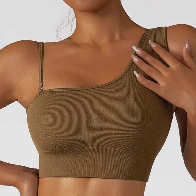 Summer Yoga Wear: Trendy Oblique Shoulder Top for Women - Athena: Buy with Wisdom