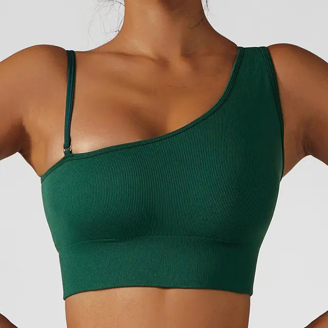 Summer Yoga Wear: Trendy Oblique Shoulder Top for Women - Athena: Buy with Wisdom