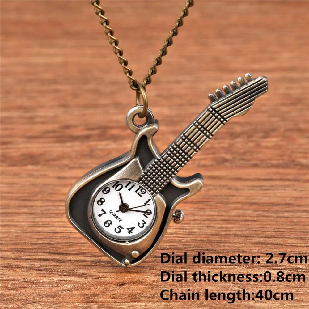 Guitar Necklace + Watch | Steampunk Antique Guitar Watch - Athena: Buy with Wisdom