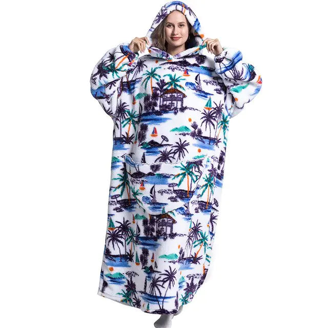 Ultimate Comfort Oversized Wearable TV Blanket with Pockets & Hood - Luxurious, Soft, and Cozy for All-Season Enjoyment - Athena: Buy with Wisdom