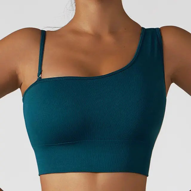 Summer Yoga Wear: Trendy Oblique Shoulder Top for Women - Athena: Buy with Wisdom