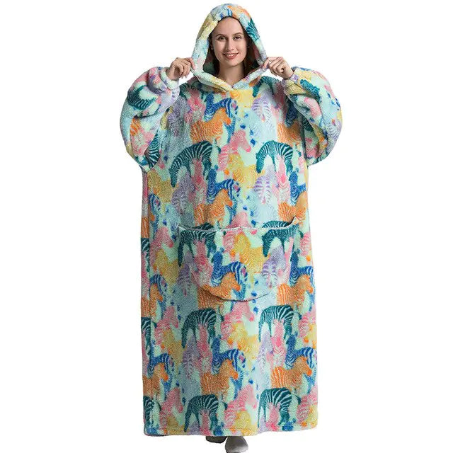 Ultimate Comfort Oversized Wearable TV Blanket with Pockets & Hood - Luxurious, Soft, and Cozy for All-Season Enjoyment - Athena: Buy with Wisdom