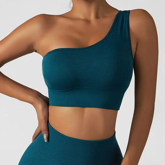 Summer Yoga Wear: Trendy Oblique Shoulder Top for Women - Athena: Buy with Wisdom