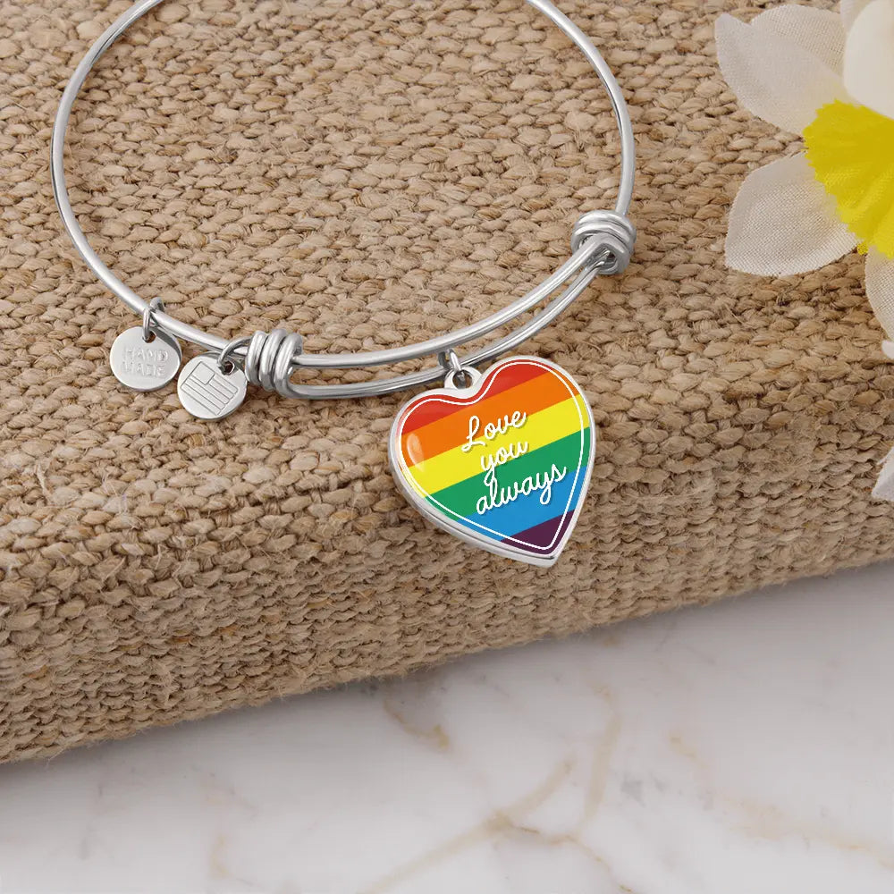 Valentine's Day Gift | Eternal Love: LGBT Heart Bangle with 'Love You Always' Product vendor