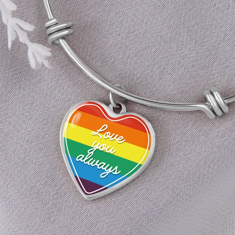 Valentine's Day Gift | Eternal Love: LGBT Heart Bangle with 'Love You Always' Product vendor
