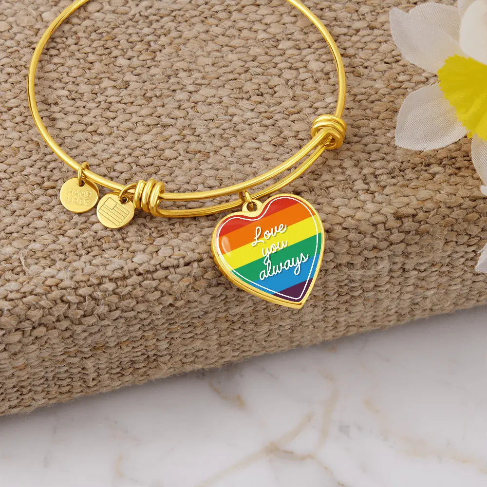 Valentine's Day Gift | Eternal Love: LGBT Heart Bangle with 'Love You Always' Product vendor