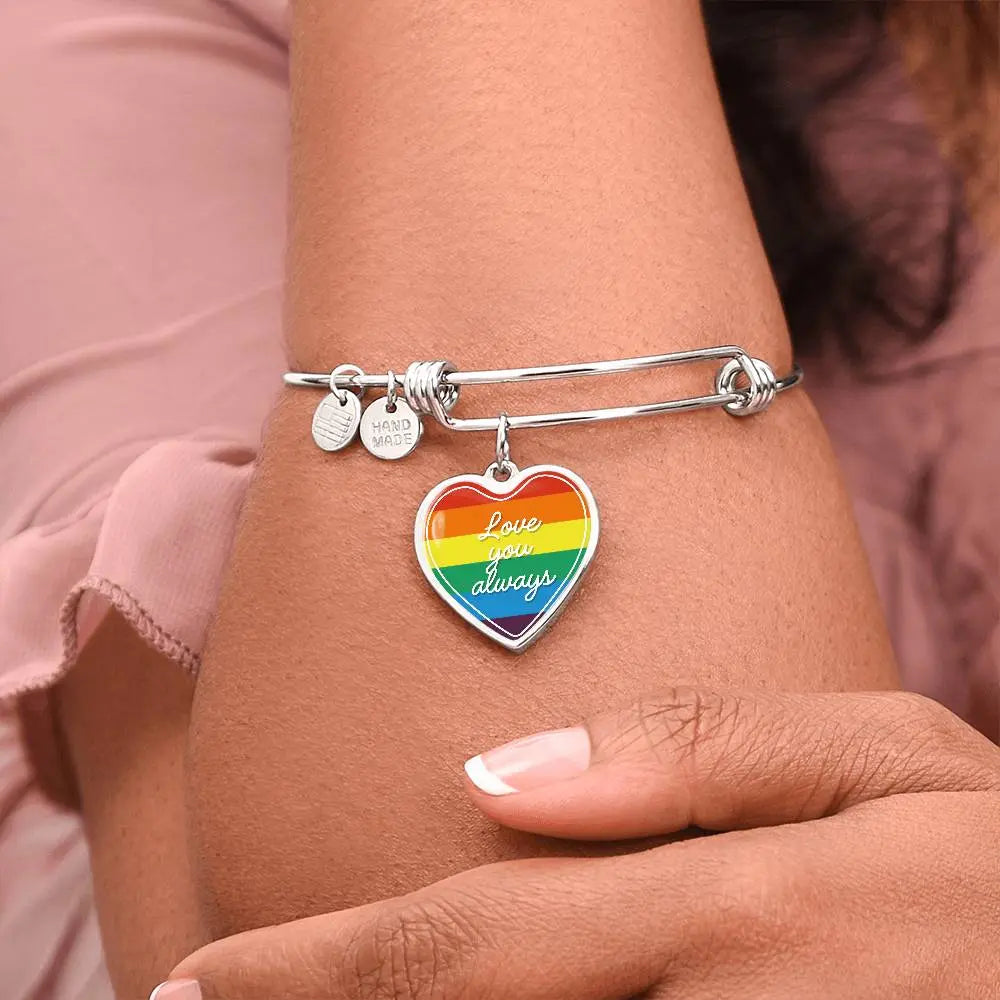 Valentine's Day Gift | Eternal Love: LGBT Heart Bangle with 'Love You Always' Product vendor