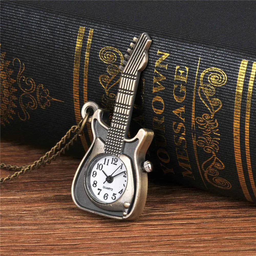 Guitar Necklace + Watch | Steampunk Antique Guitar Watch - Athena: Buy with Wisdom