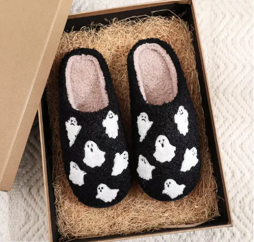 Halloween Ghost Cotton Slippers Home Flat - Athena: Buy with Wisdom