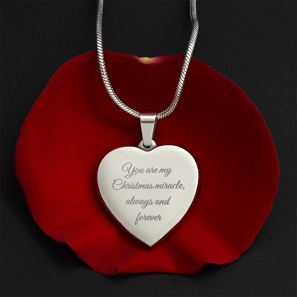 Customizable Christmas Miracle Heart Necklace - Engraved Front & Back