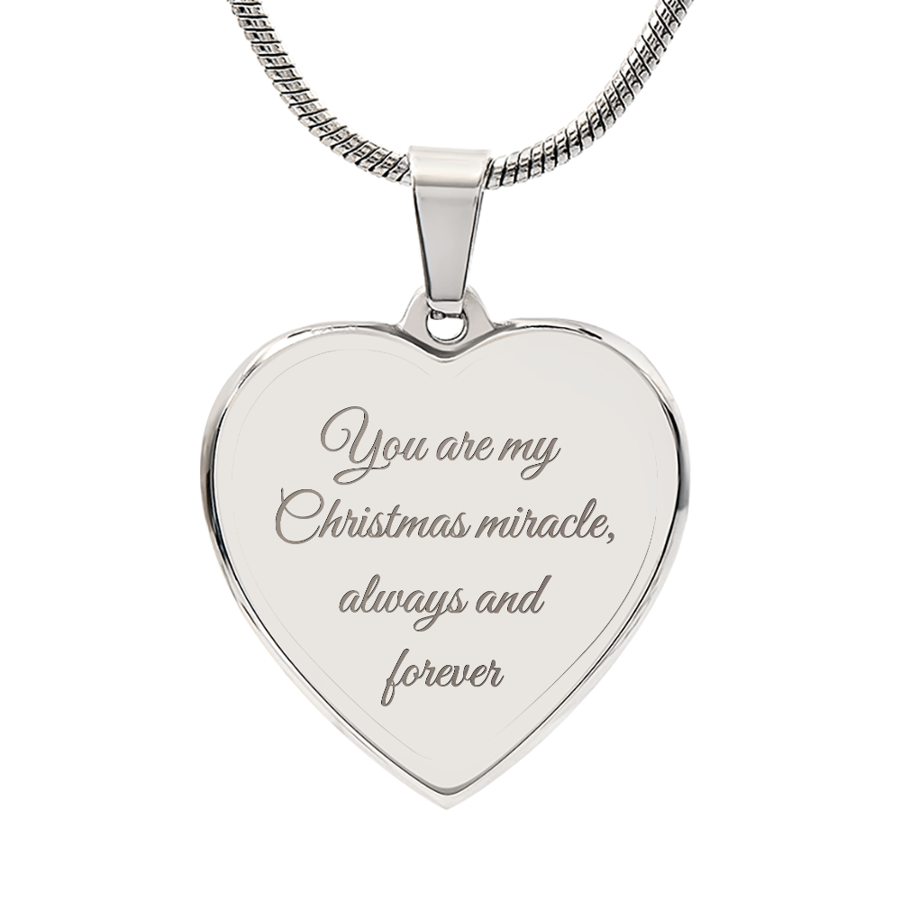 Customizable Christmas Miracle Heart Necklace - Engraved Front & Back