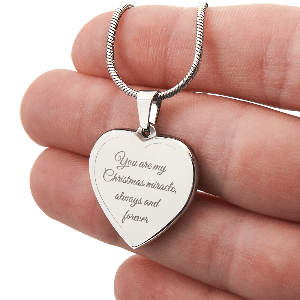 Customizable Christmas Miracle Heart Necklace - Engraved Front & Back