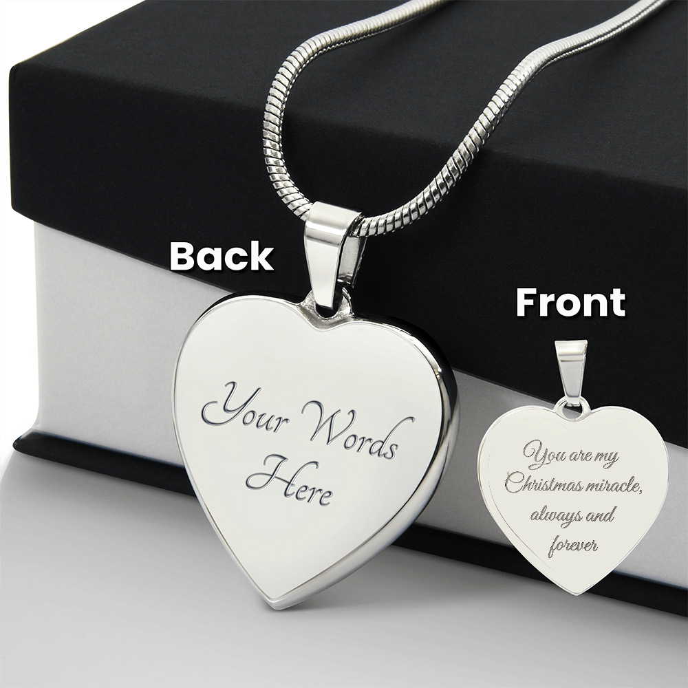 Customizable Christmas Miracle Heart Necklace - Engraved Front & Back