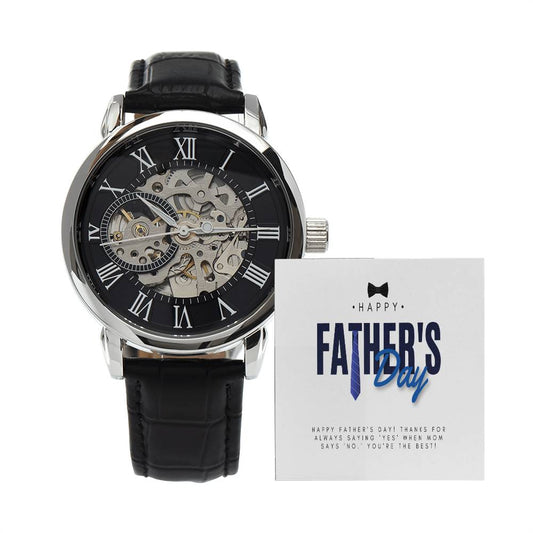 Luxury Mens Watch with Funny Father's Day Quote - Athena: Buy with Wisdom