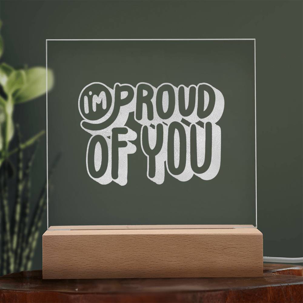 Engraved Acrylic Square Plaque with Encouraging Message - Athena: Buy with Wisdom