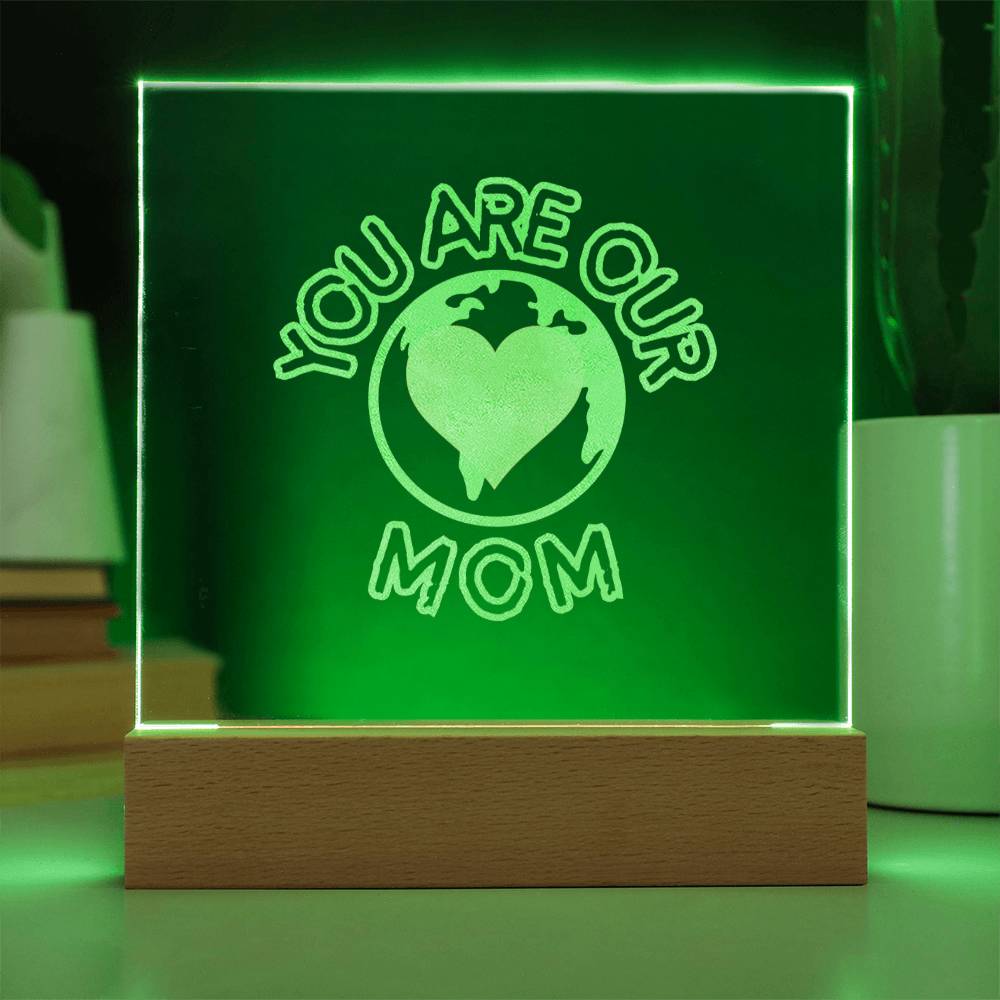 'You Are Our World, Mom' Engraved Acrylic Square Plaque - Athena: Buy with Wisdom