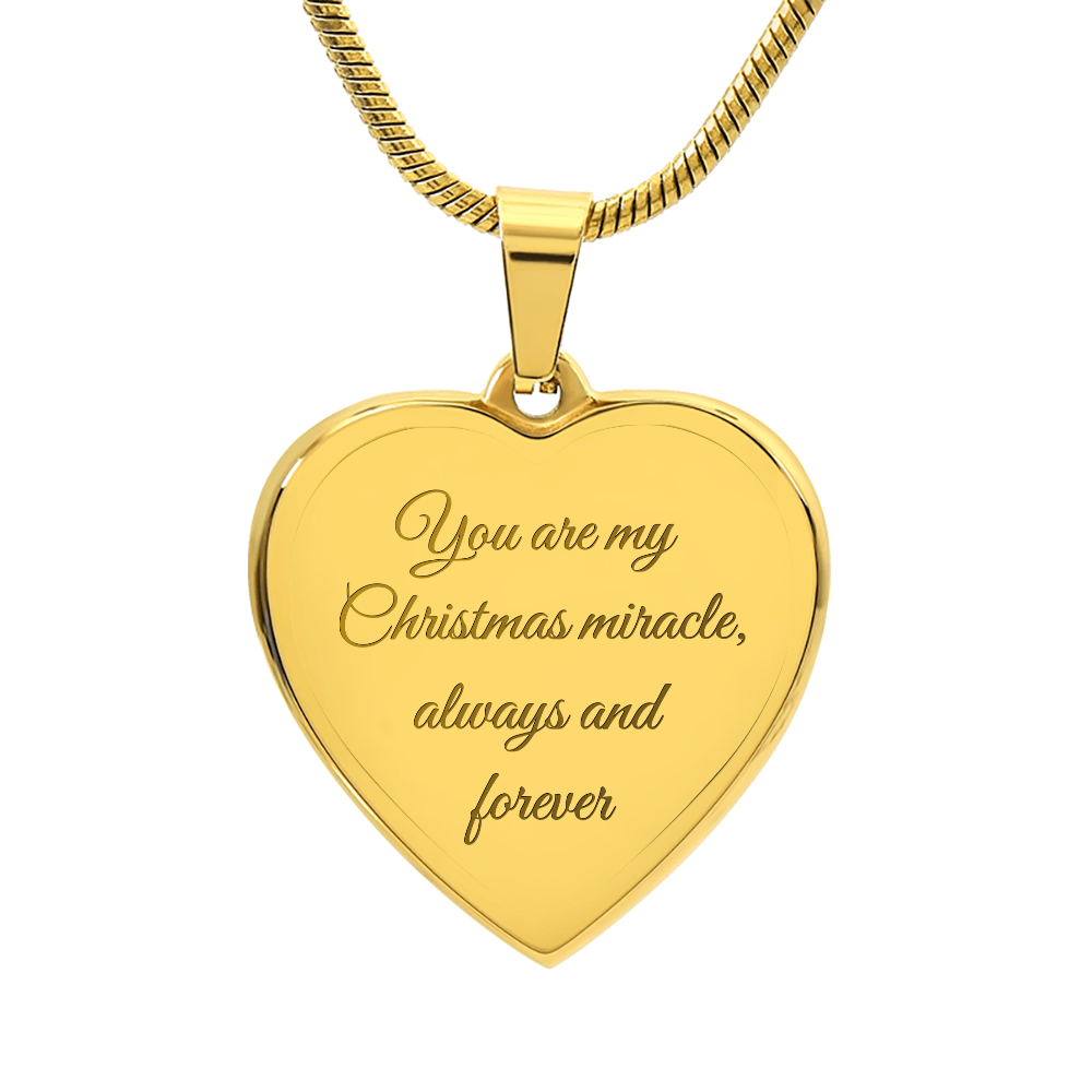 Customizable Christmas Miracle Heart Necklace - Engraved Front & Back