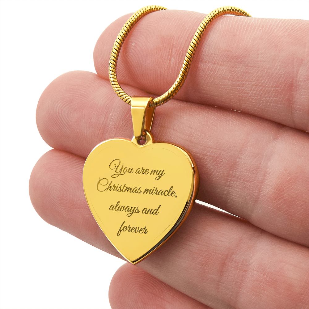 Customizable Christmas Miracle Heart Necklace - Engraved Front & Back