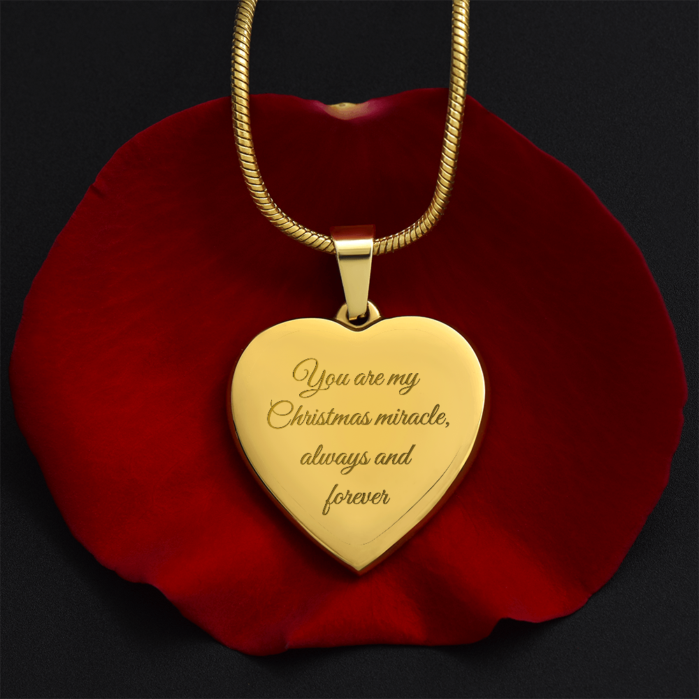 Customizable Christmas Miracle Heart Necklace - Engraved Front & Back