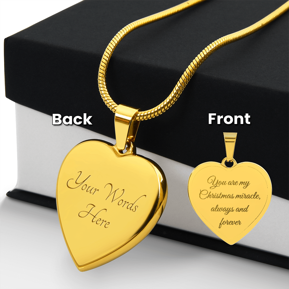 Customizable Christmas Miracle Heart Necklace - Engraved Front & Back