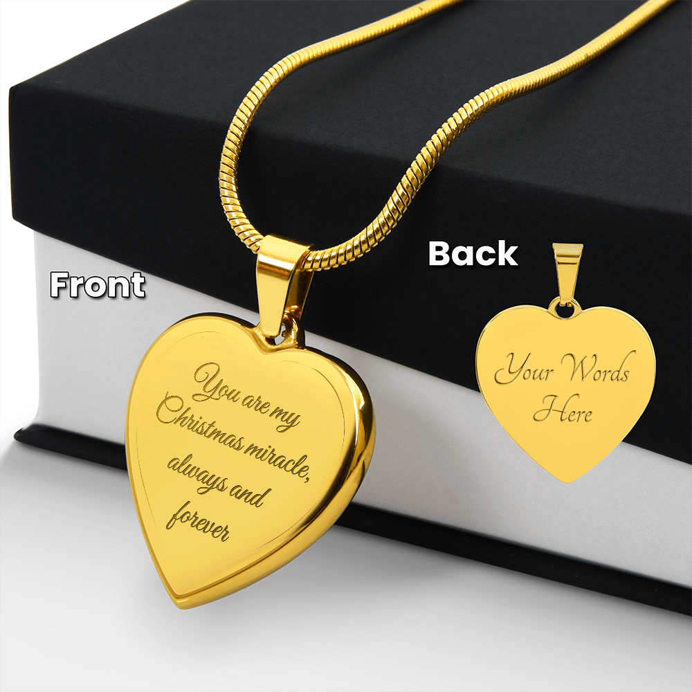 Customizable Christmas Miracle Heart Necklace - Engraved Front & Back