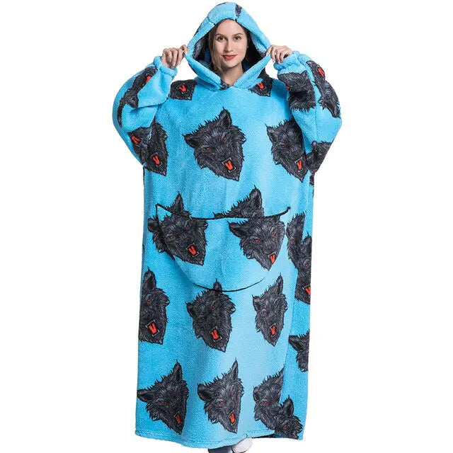 Ultimate Comfort Oversized Wearable TV Blanket with Pockets & Hood - Luxurious, Soft, and Cozy for All-Season Enjoyment - Athena: Buy with Wisdom