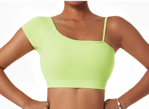 Summer Yoga Wear: Trendy Oblique Shoulder Top for Women - Athena: Buy with Wisdom