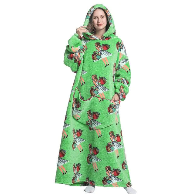 Ultimate Comfort Oversized Wearable TV Blanket with Pockets & Hood - Luxurious, Soft, and Cozy for All-Season Enjoyment - Athena: Buy with Wisdom