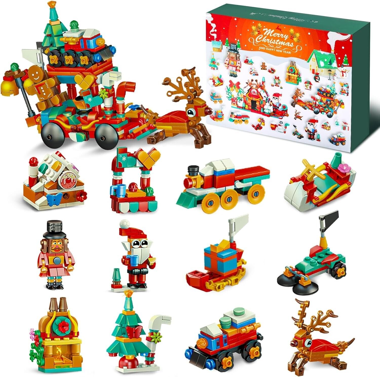 Christmas Advent Calendar 2024, Kids 24 Days Countdown Xmas Building Blocks Toys