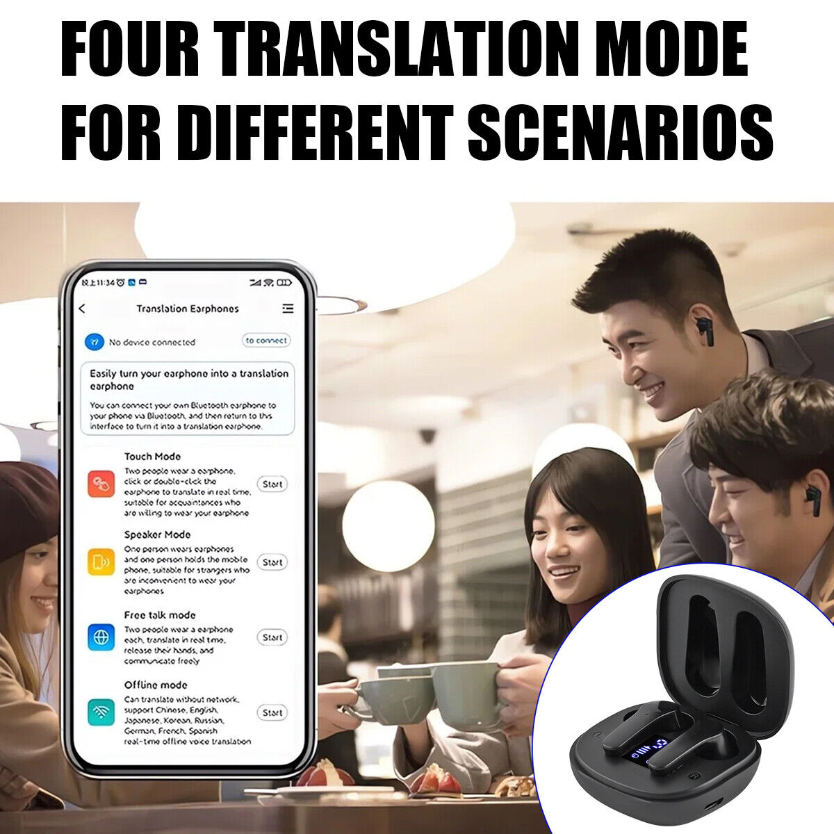 Smart Translator Earbuds - 144 Languages Real-Time Voice Translation Earphones