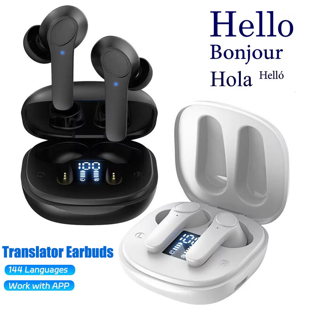 Smart Translator Earbuds - 144 Languages Real-Time Voice Translation Earphones